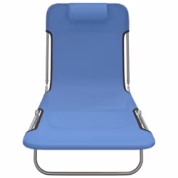 VidaXL 360180 chaise d'extérieur Linge Acier, Textile Bleu - Vue supplémentaire 4