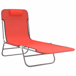 VidaXL 360182 chaise d'extérieur Linge Acier, Textile Rouge