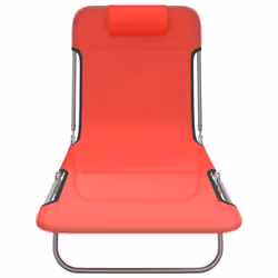 VidaXL 360182 chaise d'extérieur Linge Acier, Textile Rouge - Vue supplémentaire 4