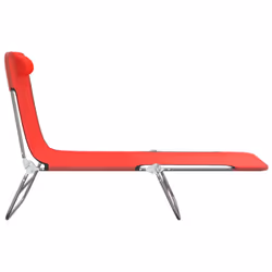 VidaXL 360182 chaise d'extérieur Linge Acier, Textile Rouge - Vue supplémentaire 5