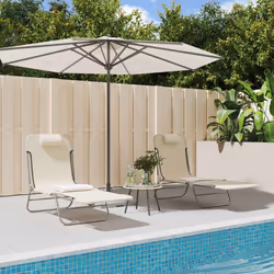 VidaXL 360185 chaise d'extérieur Linge Acier, Textile Crème