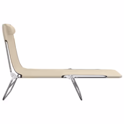 VidaXL 360185 chaise d'extérieur Linge Acier, Textile Crème - Vue supplémentaire 5