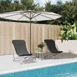 vidaXL Chaises plage pliantes - Noir