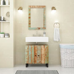 Miroir 70x50 Cm Bois Massif De Récupération Et Verre