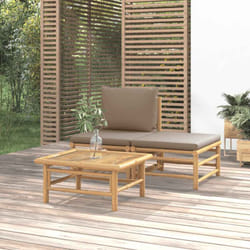 Vidaxl - Salon de jardin 3 pcs avec coussins taupe bambou