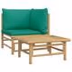 vidaXL Salon de jardin 2 pcs avec coussins vert bambou
