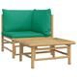 vidaXL Salon de jardin 2 pcs avec coussins vert bambou
