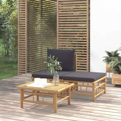Vidaxl - Salon de jardin 3 pcs avec coussins gris foncé bambou
