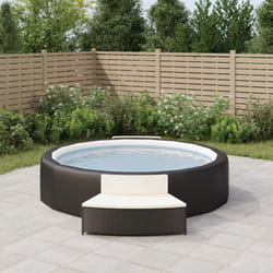 Bancs de spa avec coussins 2 pcs noir résine tressée