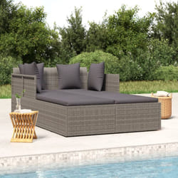Vidaxl - Chaise longue avec coussins gris 182x118x63 cm résine tressée