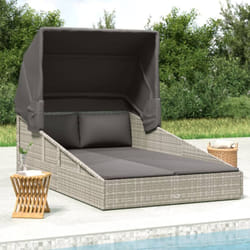 Vidaxl - Transat avec toit pliable gris 200x114x128 cm résine tressée