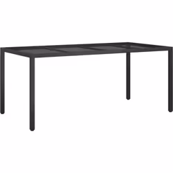 Cette table de patio allie style et praticité, parfaite pour des repas dehors. Elle est fabriquée en poly rattan et son cadre ...