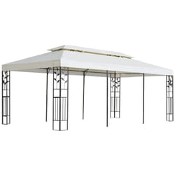 Vidaxl - Belvédère à double toit blanc 6x3 m acier
