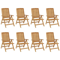 Chaises De Jardin Inclinables Lot De 8 Bois De Teck Solide Vidaxl