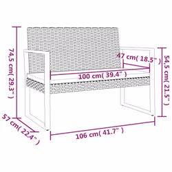 VidaXL 362325 banc de jardin Rotin, Acier - Vue supplémentaire 7