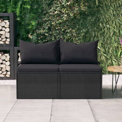 Vidaxl - Canapés centraux de jardin et coussins 2pcs Noir Résine tressée