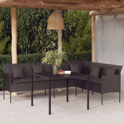 Détendez-vous et profitez de votre temps libre avec ce canapé de jardin en forme de L avec coussins ! Matériau durable : la r ...