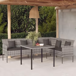 Détendez-vous et profitez de votre temps libre avec ce canapé de jardin en forme de L avec coussins ! Matériau durable : la r ...