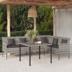 Vidaxl - Canapé de jardin en forme de l et coussins gris résine tressée