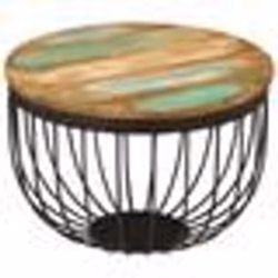 vidaXL Table basse Ø50x35 cm bois de récupération massif et acier