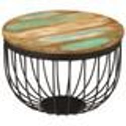 vidaXL Table basse Ø50x35 cm bois de récupération massif et acier