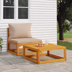 vidaXL Salon de jardin avec coussins 2 pcs bois massif acacia