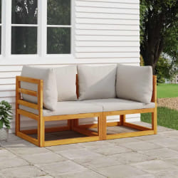 vidaXL Canapés d'angle sectionnels 2 pcs coussins gris clair acacia