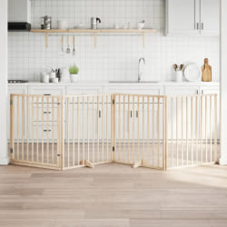 vidaXL Barrière pour chiens avec porte - 4 panneaux - Bois de peuplier