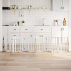VidaXL Barrière et porte 6 panneaux blanc