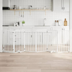 vidaXL Barrière Pour Chiens Et Porte 6 Panneaux Blanc