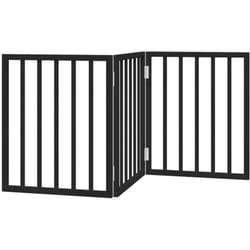 Barrière pour chien pliable 3 panneaux noir bois de peuplier vidaXL