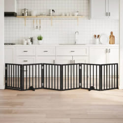 vidaXL Barrière Pour Chiens Et Porte 6 Panneaux - Noir