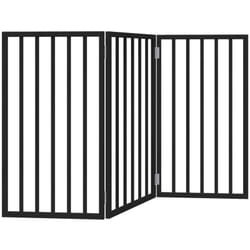 Barrière pour chien pliable 3 panneaux noir bois de peuplier vidaXL