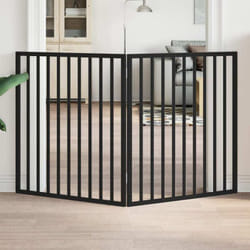 vidaXL Barrière pour chien pliable 2 panneaux noir bois de peuplier