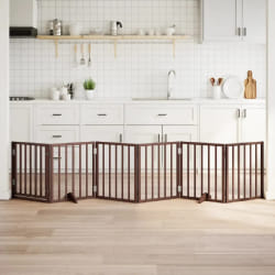 vidaXL Barrière avec porte 6 panneaux bois de peuplier