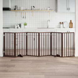 vidaXL Barrière avec porte - 6 panneaux bois de peuplier