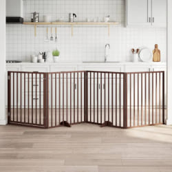 vidaXL Barrière pour chiens avec porte 4 panneaux bois de peuplier
