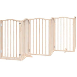 Barrière pour chiens avec porte 6 panneaux bois de peuplier vidaXL