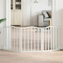 vidaXL Barrière pour chien pliable - 3 panneaux - Bois de peuplier