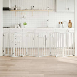 VIDAXL Barrière chien - 6 panneaux blanc bois peuplier