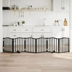 vidaXL Barrière Pour Chiens Et Porte 6 Panneaux Noir
