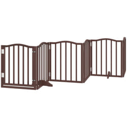 Barrière pour chiens avec porte 6 panneaux bois de peuplier Vidaxl
