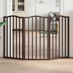 vidaXL Barrière pour chien pliable - 3 panneaux - Bois de peuplier