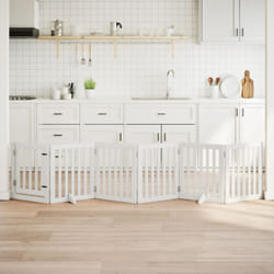 vidaXL Barrière pour chiens et porte 6 panneaux blanc bois de peuplier