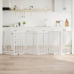 Vidaxl Barrière Pour Chiens Et Porte 6 Panneaux Blanc Bois De Peuplier