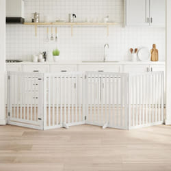 Vidaxl Barrière Pour Chiens Et Porte 4 Panneaux Blanc Bois De Peuplier