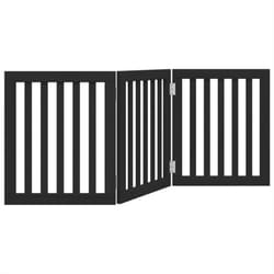 Barrière pour chien pliable 3 panneaux noir bois de peuplier vidaXL