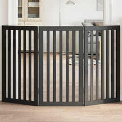 vidaXL Barrière pour chien pliable 3 panneaux noir bois de peuplier barrière pour animaux de compagnie barrière de 352254