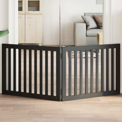 vidaXL Barrière pour chien pliable 2 panneaux noir bois de peuplier
