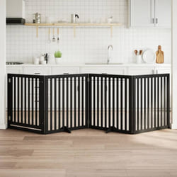 Barrière Pour Chiens Et Porte 4 Panneaux Noir Bois De Peuplier Vidaxl